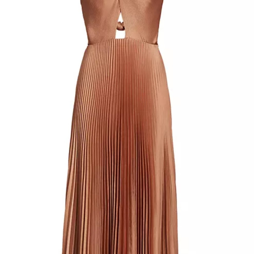 A.L.C. Athena II Halter Satin Pleated Dress, Size 8, BRAND NEW, $695 - Picture 3 of 11